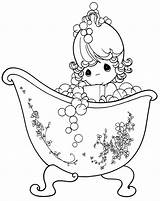 Pages Bubble Bath Coloring Girl Getdrawings Bathing Precious sketch template