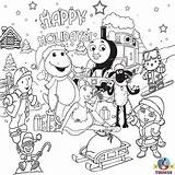 Coloring Christmas Pages Thomas Train Holiday Dinosaur Jr Nick Printable Holidays Happy Easter Kids Barney Color Tank Clip Drawing Characters sketch template