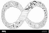 Infinity Coloring Pages Symbol Sign Eternal Adult Life Zentangle Vector Zentangled Styled Ornamental Object Drawn Alamy Hand sketch template