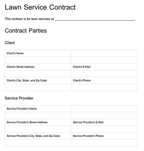 lawn care contract templates   include