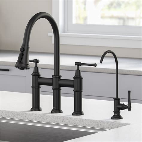kraus allyn transitional bridge kitchen faucet  water filter faucet