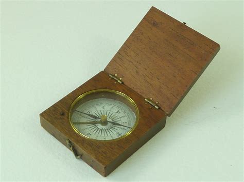 sale newton  pocket magnetic compass mahogany case fleaglass