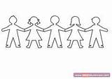 Paper Doll Template Hands Holding People Chain Dolls çocuk Okul sketch template