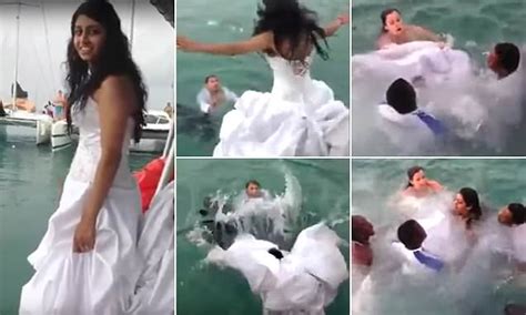 bride nearly drowns as she gets stuck under wedding dress daily mail