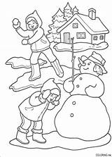 Coloring Pages Winter Printable Snow Playing Kids Christmas Sheets Colorare Da Colouring Di Natale Disegni Ball sketch template