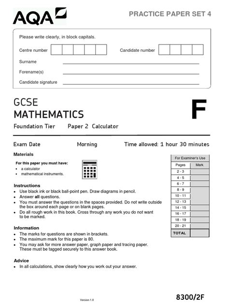 aqa gcse mathematics unit  practice paper set   kilogram triangle