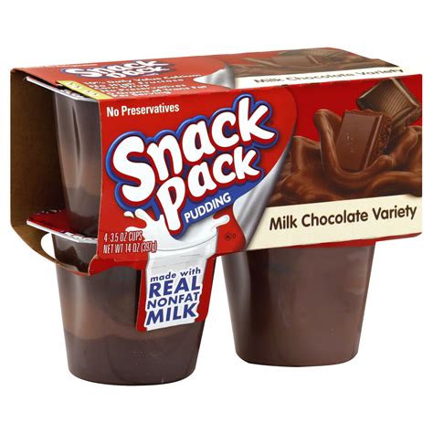 hunts snack pack pudding milk chocolate variety   oz cups
