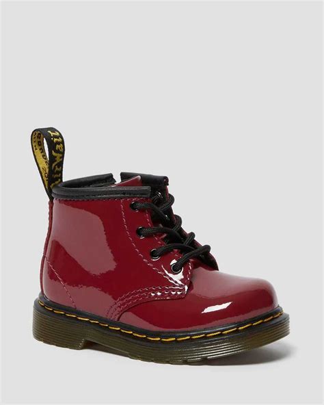 infant  patent leather ankle boots dr martens