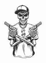 Gangster Squelette Fusils sketch template