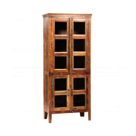 Brown Reclaimed Wood Glass Display Cabinet For Home Rs 18000 Piece