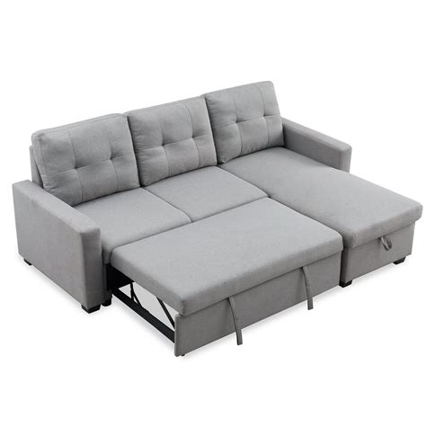 tufted sectional sofa bed  fold  pull  sleeper  reversible storage chaise