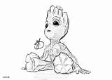 Groot Baby Coloring Pages Drawing Fan Printable Cute Kids Adults Color Popular sketch template