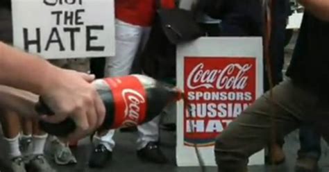 lgbt activists dump coca cola to protest russia s antigay laws