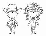 Cowboy Indian Coloring Happy Cowboys Coloringcrew Indians sketch template