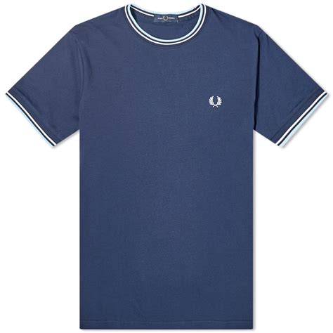 Fred Perry Authentic Twin Tipped Tee Carbon Blue End