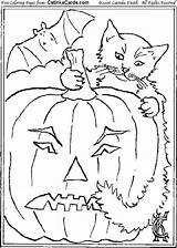 Cat Coloring Halloween Scary Pages Color Spooky Print Drawings sketch template