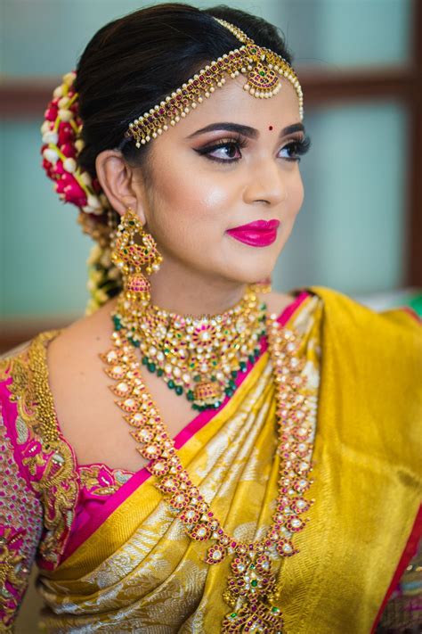 Photo Of South Indian Bridal Look With Bright Pink Lips