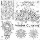 Coloring Winter Pages Doodle Christmas Printables Color sketch template