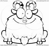 Goat Clipart Chubby Cartoon Surprised Smiling Goofy Outlined Coloring Vector Thoman Cory Royalty Clipartof Protected Collc0121 License Law Copyright Without sketch template