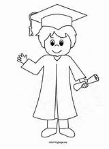 Graduation Boy Cartoon Coloring Drawing Graduate Smiling Getdrawings sketch template