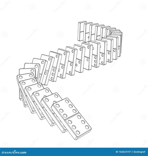 falling dominoes isolated  white background vector outline illustration stock vector
