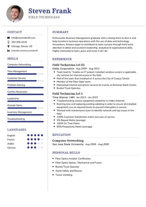 field technician resume template   resumekraft