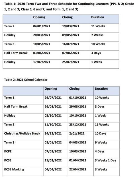 school calendar  term   primary  secondary schools education news hub