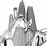 Coloring York City Pages Skyline Buildings Trade Center Printable Ny Adult Chicago Nyc Color Statue Books Result Drawing Liberty Printables sketch template