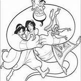 Aladdin Genie Coloring Jasmine Pages Disney Jafar Hellokids sketch template