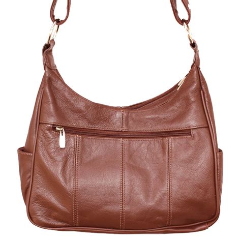 genuine leather hobo shoulder handbag  buckled flip closure pocket ebay