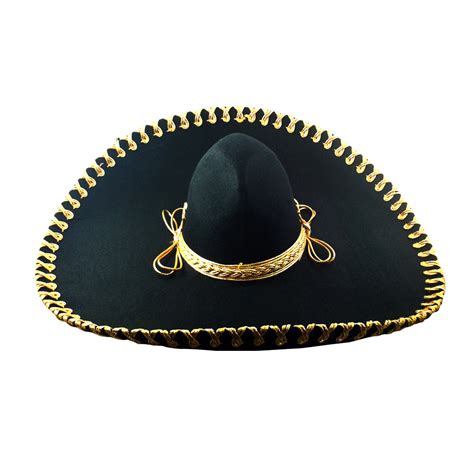 Mexican Black Mariachi Sombrero With Gold Trim 6000