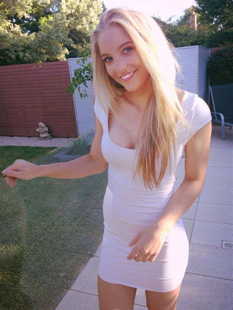 Blonde In Tight White Dress