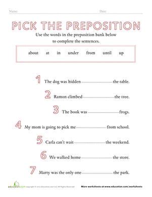 preposition worksheets  printables educationcom preposition