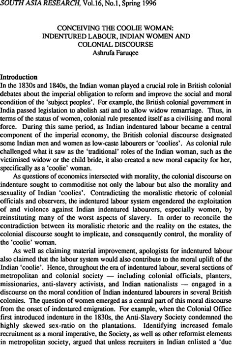 conceiving the coolie woman indentured labour indian women and