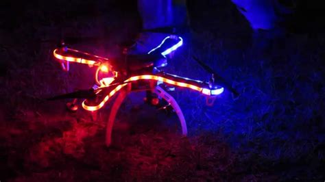 dji  quadcopter night flight  bright led lights youtube