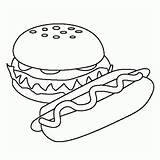 Colorir Hamburger Desenhos Quente Cachorro Hamburgers Hog Fries Frikandel Veja Também sketch template