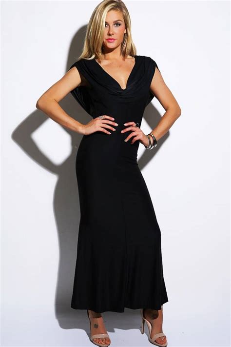 zwarte lange jurk met open rug classywear