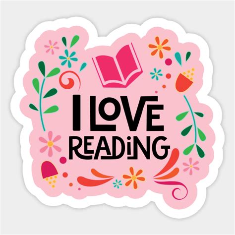 love reading cute book  love reading sticker teepublic