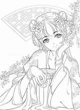 Coloring Chinese Pages Portrait Pdf Book Anime Visit Choose Board sketch template