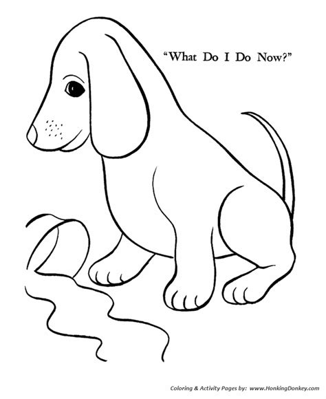 pet dog coloring pages puppy spilled  bowl pet coloring pages
