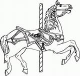 Coloring Carousel Carrusel Horses Tiovivo Carosel Dentzel Samples sketch template