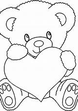 Bear Coloring Pages Heart Teddy Holding Cartoon Print Easy Cute Printable Template Color Sheets Hearts Baby Kids Sketch Animal Angel sketch template