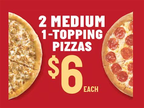 Papa John’s Offers 2 Medium 1 Topping Pizzas For 6 Each
