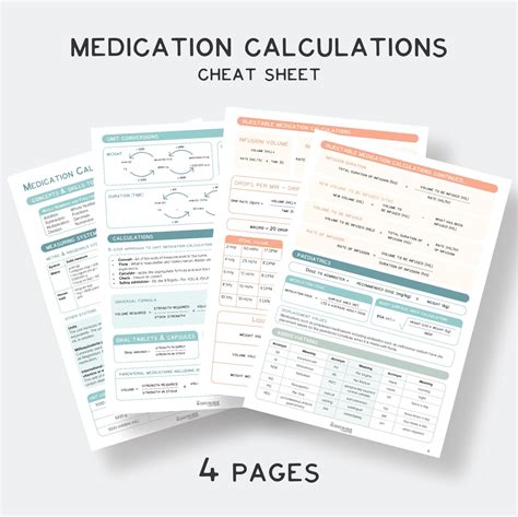 medication calculation cheat sheet aussie nurse educator