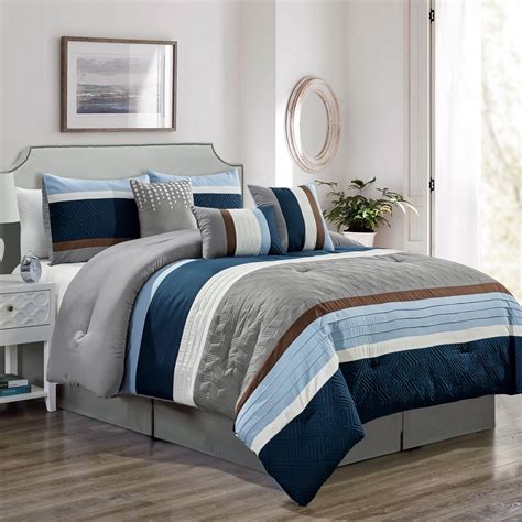hgmart bedding comforter set bed   bag  piece luxury striped microfiber bedding sets