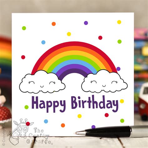 rainbow birthday card  crafty giraffe