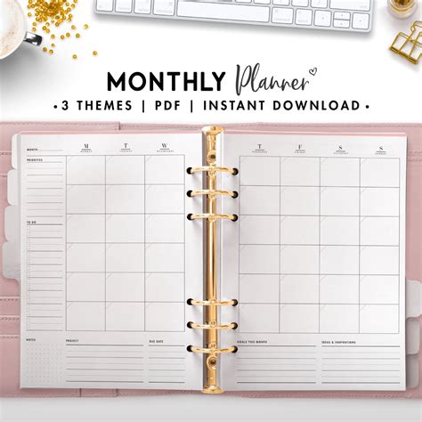 monthly planner world  printables