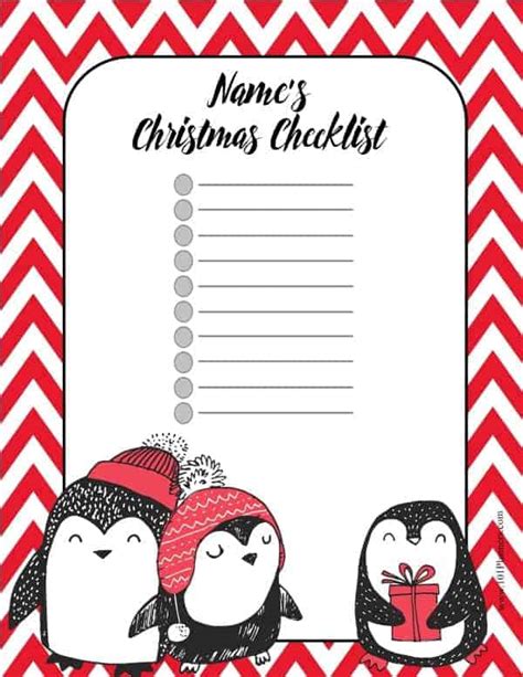 christmas list template customize  print  home
