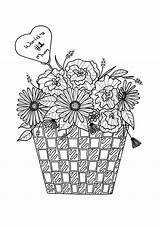 Coloring Mothers Mother Flower Pages Basket Adult Flowers Colouring Books Choose Board Favecrafts sketch template