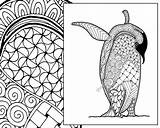 Penguin Zentangle Intricate sketch template